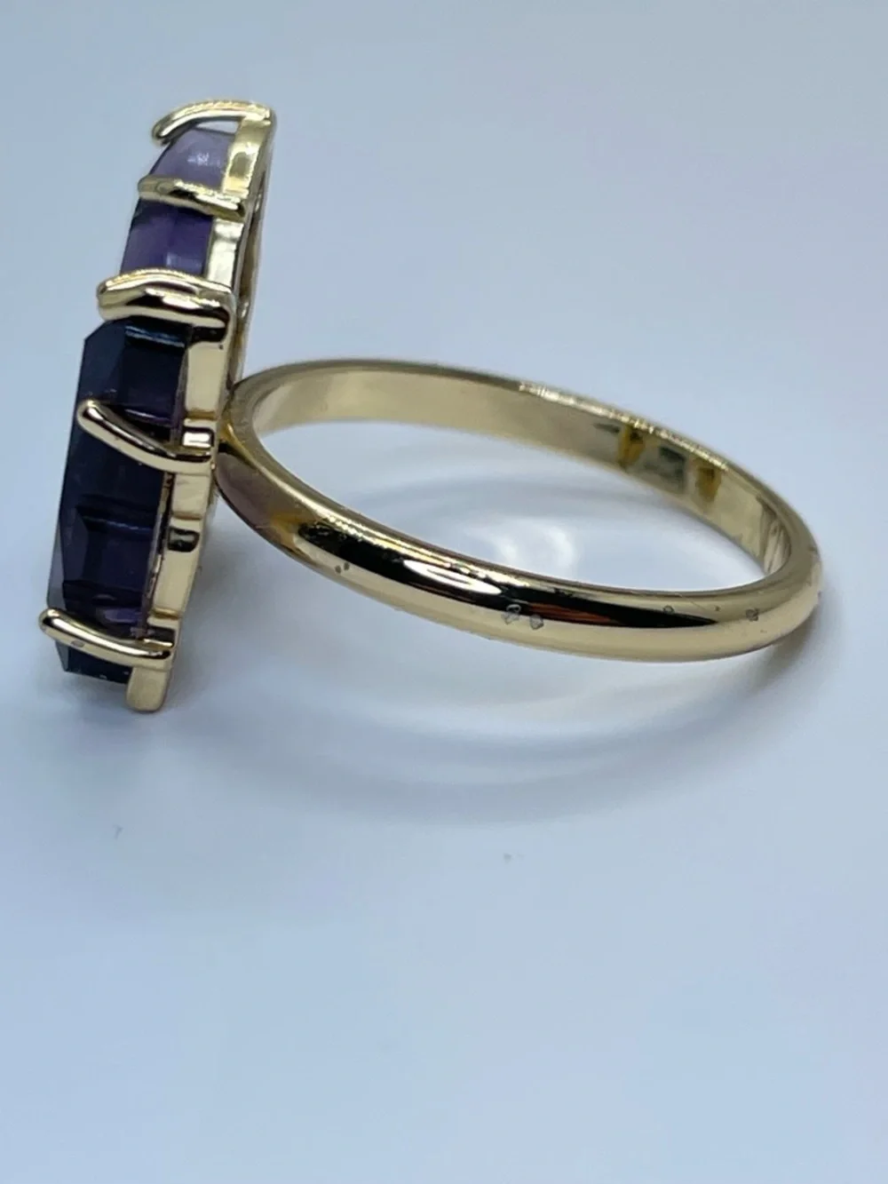 Purple Crystal Butterfly Ring Gold Statement Sz 8 Whimsical Boho Cottagecore